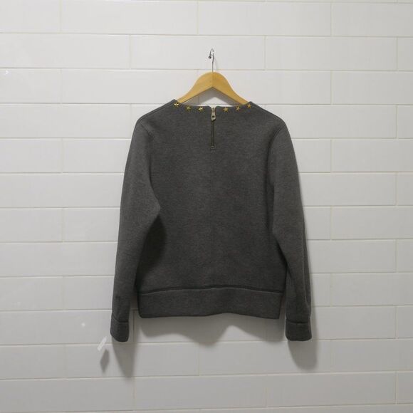 AUTHENTIC VERSACE COLLECTION STUDDED SWEATSHIRT GREY gold STARS size Small LUXE - Picture 2 of 11